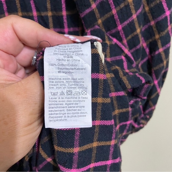 MADEWELL SZ 2 Plaid Flannel Raglan Button-Front Shirtdress - Picture 7 of 7
